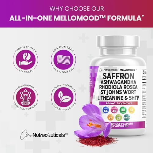 Clean Saffron Supplements with Ashwagandha 8000mg - Mood Support with L-Theanine Clean Nutraceuticals Au supplements