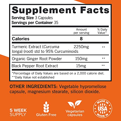 Qunol Turmeric Curcumin with Black Pepper & Ginger, 2400mg Turmeric Extract with 95% Qunol Au supplements
