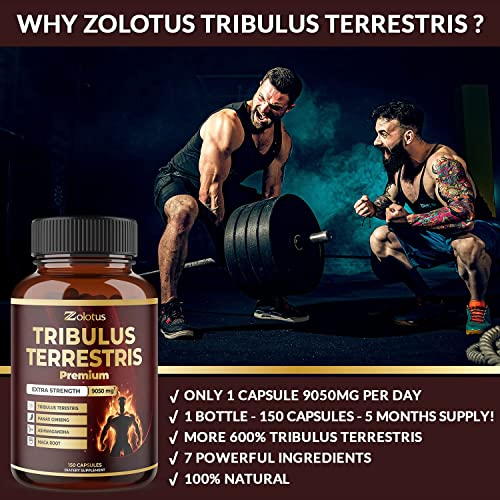 Tribulus Terrestris Supplement for Men & Women, 9050mg Per Capsule, 5-Month Supply Zolotus Au supplements