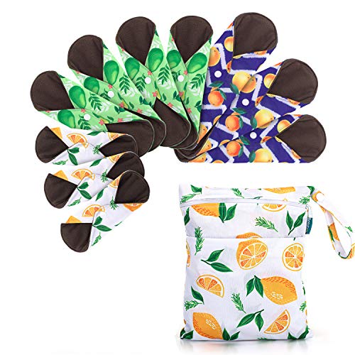 Teamoy 10pcs Cloth Panty Liners, Reusable Sanitary Pads with Wet Bag, Washable Cloth Menstrual Pads Teamoy Au supplements