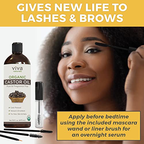 Viva Naturals Organic Castor Oil, 16 fl oz - Cold Pressed Castor Oil for Skin, Hair and Lashes - Traditionally Viva Naturals Au supplements