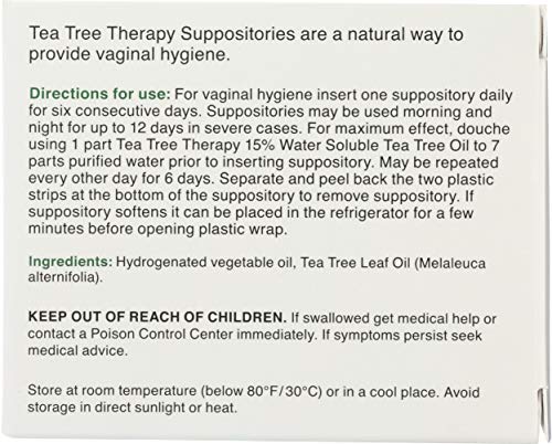 Tea Tree Therapy Vaginal Suppositories with Oil, 6 Count, White Tea Tree Therapy Au supplements