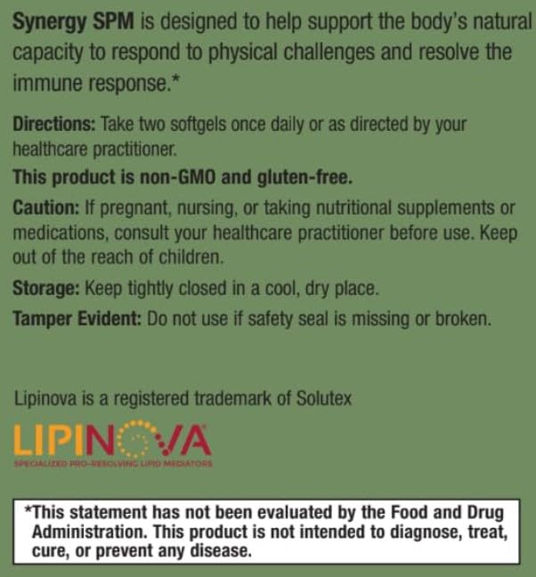 Specialized Pro Resolving Mediators - Synergy SPM by RetzlerRx® - SPM's for Joint Comfort, Tissue Health & Minor Discomfort Relief* - Non-GMO - Gluten Free - 120 Softgels HormoneSynergy Au supplements