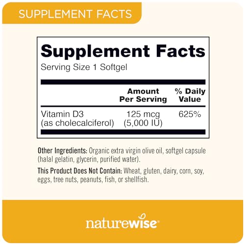 NatureWise Vitamin D3 5000iu (125 mcg) Healthy Muscle Function, and Immune Support NatureWise Au supplements