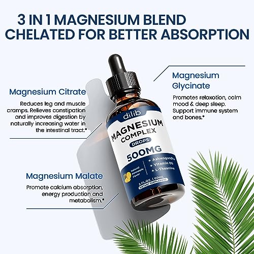 Triple Magnesium Complex Supplement-Magnesium Glycinate, Citrate, Malate Liquid Drops dilib Au supplements