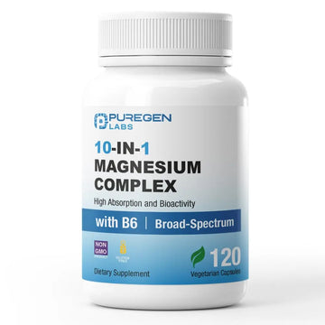 Puregen Labs 10 in 1 Magnesium Complex 500mg with B6-120 Veggie Capsules [High Absorption and Bioactivity] Non-GMO, NO Gluten and Dairy P Puregen Labs Au supplements
