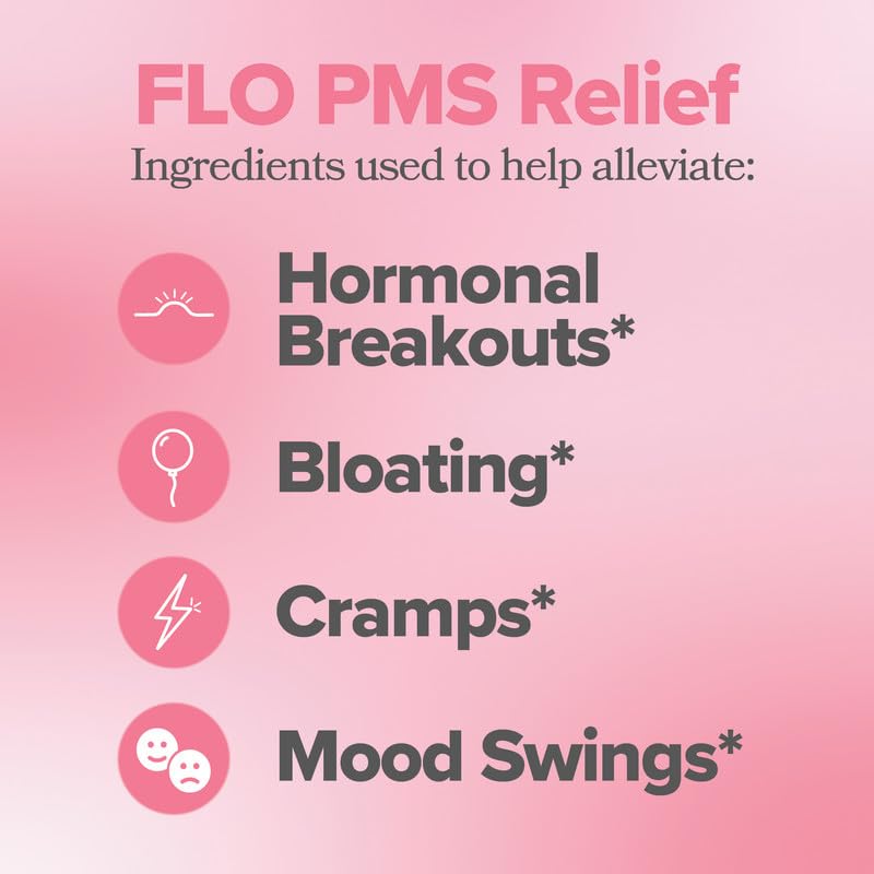 O Positiv FLO PMS Gummies for Women - Proactive PMS Relief - Targets Hormonal Breakouts, Bloating, Cramps, & Mood Swings with Chasteberry, Vitamin B6, & Lemon Balm - PMS Gummies (Pack of 1) O Positiv Au supplements