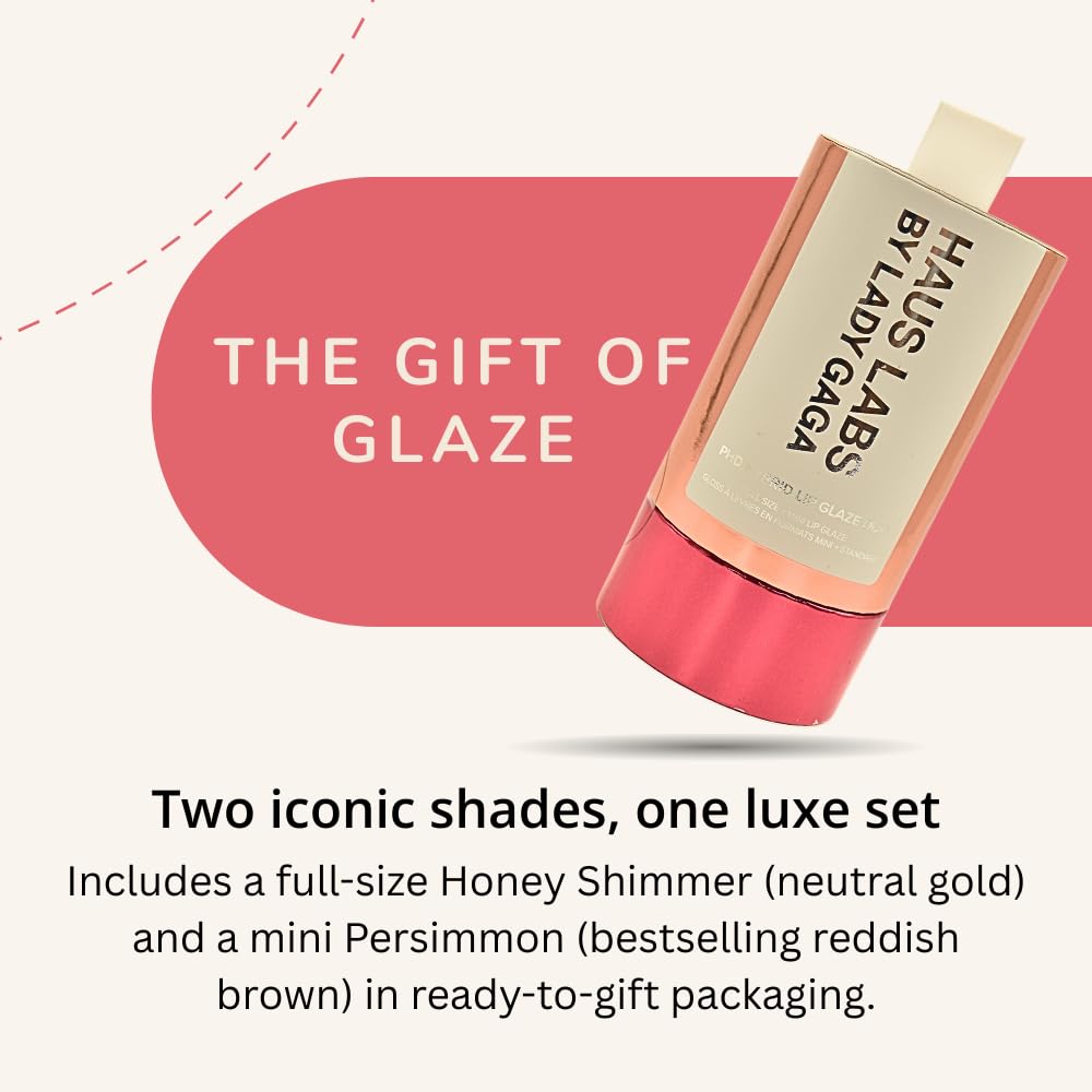 Haus Labs PHD Hybrid Innovation Plumping Lip Glaze Duo - Honey Shimmer Full Size & Persimmon Mini Haus Laboratories Au supplements