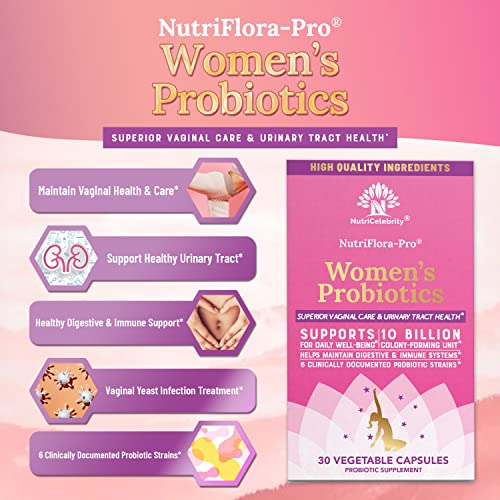NutriCelebrity NutriFlora-Pro Probiotics for Women - Support Vaginal, Urinary Health (UTI) Nutricelebrity Au supplements