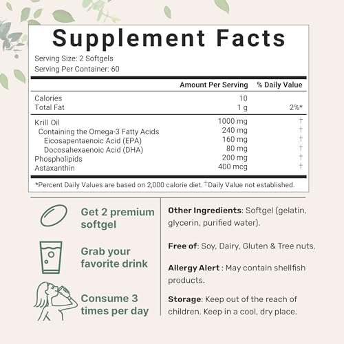 2 Pack Antarctic Krill Oil Supplement, 1000mg Per Serving, 120 Soft-Gels Each Micro Ingredients Au supplements
