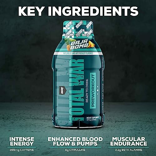 REDCON1 Total War Ready to Drink Preworkout, Strawberry Kiwi - 350mg of Fast Acting REDCON1 Au supplements