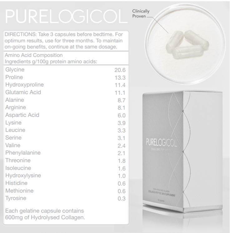 Collagen Tablets, Best Hydrolysed Protein Peptide Skin Supplement - 90 x Collagen Capsules x 800mg Purelogicol Au supplements