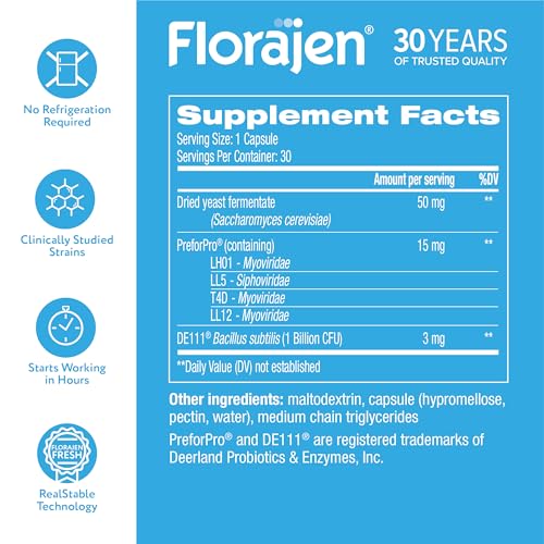 Florajen Women's Complete Triple-Action Prebiotic + Probiotic + Postbiotic for Digestive & Immune Support - Fast-Acting Relief from Constipation & Bloating - Gluten-Free - Vegan - Non-GMO - 30-Count Florajen Au supplements