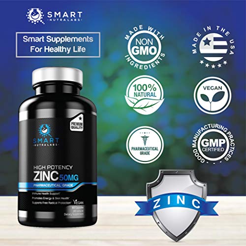 High Potency Zinc Picolinate 50MG- Vegan Zinc Supplement, Supports SMART NUTRA LABS Au supplements