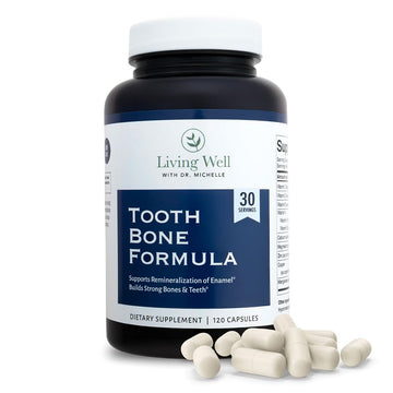 Living Well with Dr. Michelle Tooth & Bone Formula - Supplement with Calcium for Bone Strength & Tooth Enamel Support, D3 + K2, 120 Capsules, Non-GMO, Gluten-Free Living Well with Dr. Michelle Au supplements