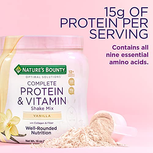 Nature's Bounty Complete Protein & Vitamin Shake Mix with Collagen & Fiber, Contains Nature's Bounty Optimal Solutions Au supplements