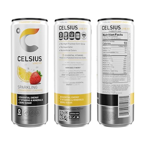 CELSIUS Sparkling Strawberry Lemonade, Functional Essential Energy Drink, 12 Fl Oz CELSIUS Au supplements
