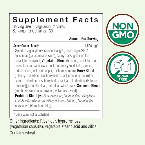 Country Farms Super Greens Vegicaps, 32 Super Foods, Whole Food Supplement, Greens, Fruit, Vegetables, Mushrooms & Probiotics, Rich in Antioxidants & Phytonutrients, 60 Count, 30 Servings Country Farms Au supplements
