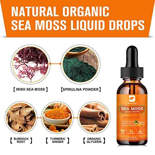 B BEWORTHS Sea Moss Liquid Drops - Organic Irish Sea Moss Raw Gel with Burdock Root B BEWORTHS Au supplements