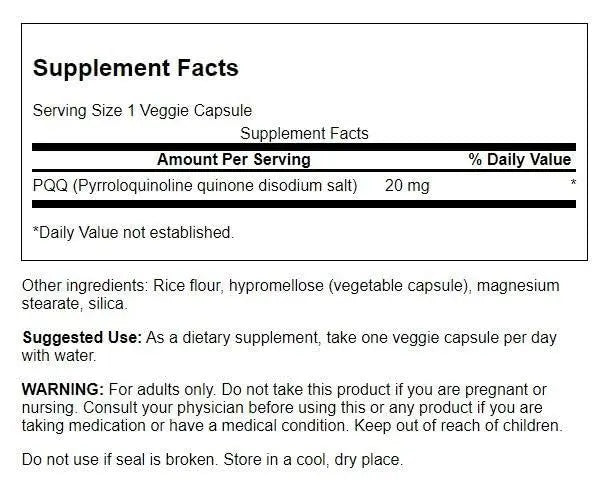 Swanson Pqq Pyrroloquinoline Quinone 20 Milligrams 30 Veg Capsules Swanson Au supplements
