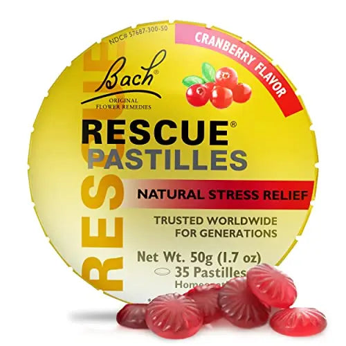 Bach RESCUE PASTILLES, Cranberry Flavor, Natural Stress Relief Lozenges RESCUEAU supplements