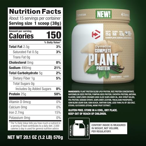 Dymatize Vegan Plant Protein, Smooth Vanilla, 25g Protein, 4.8g BCAAs, Complete Dymatize Au supplements