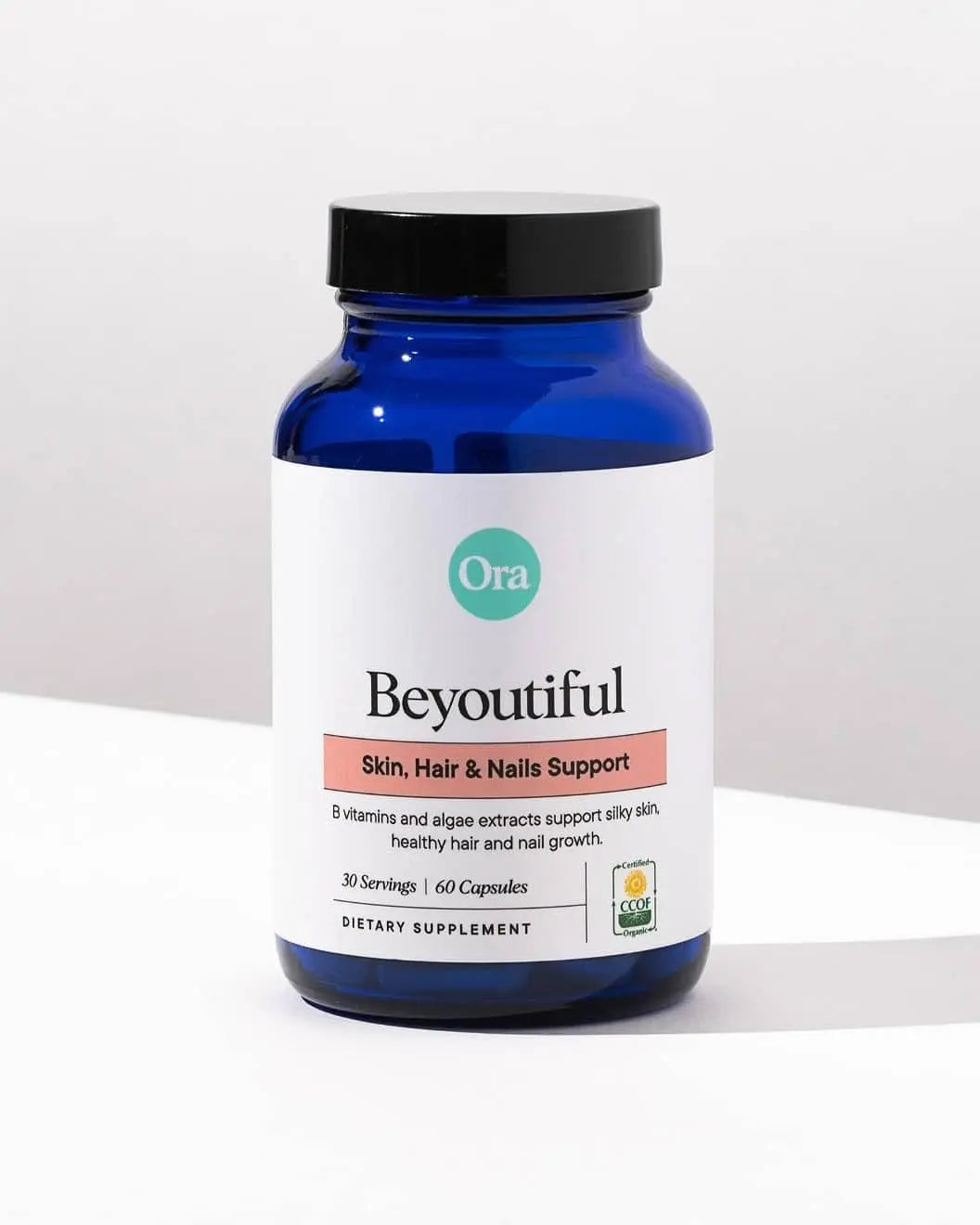 Ora Organic Hair, Skin, and Nails Support- BeYouTiful - Beauty Supplement with B Vitamins and Algae Extracts for Healthy Hair and Skin - 60 Vegan Capsules Ora Organic Au supplements
