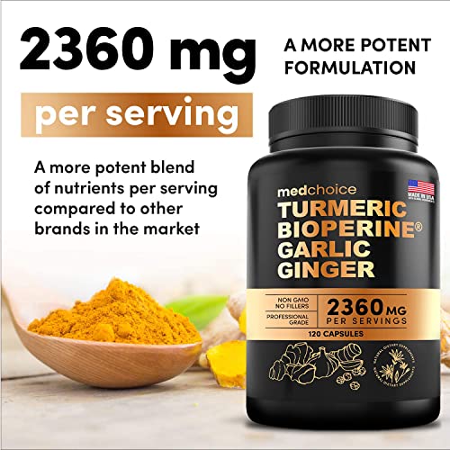 4-in-1 Turmeric and Garlic Supplements with Bioperine 2360 mg (240 ct) Turmeric Ginger MEDCHOICE Au supplements