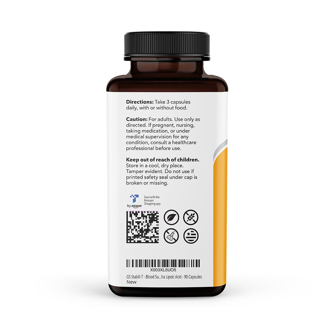 LifeSeasons GS Stabili-T - Blood Sugar Support Supplement - Healthy Circulation & Vision - Maintain Normal Levels - Chromium Cinnamon Gymnema Bilberry & Alpha Lipoic Acid - 90 Capsules LifeSeasons Au supplements