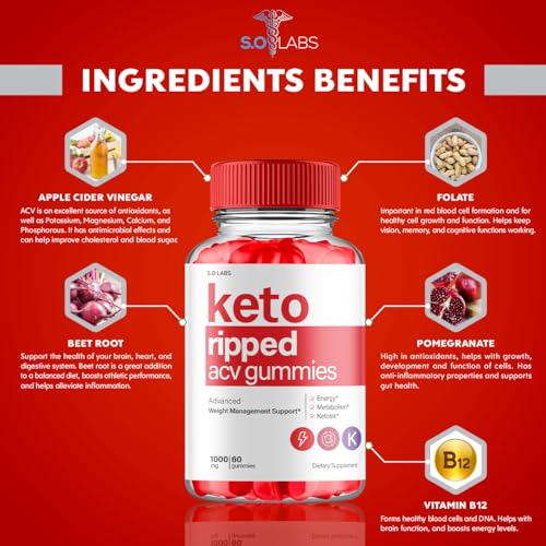 (5 Pack) Keto Ripped ACV Gummies, Keto Ripped ACV Gummies Advanced Weight Loss S.O Labs Au supplements