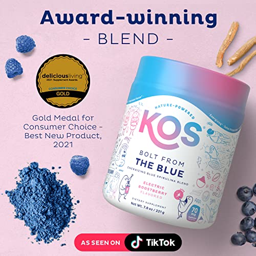 KOS USDA Organic Energizing Blue Spirulina Blend - 70 mg Organic Caffeine, B-Complex KOS Au supplements