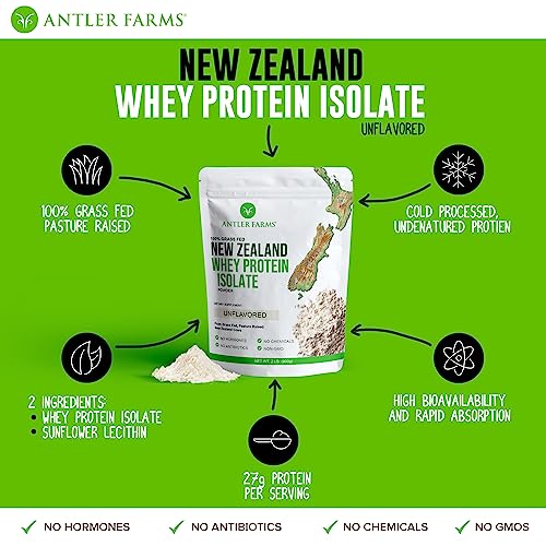 Antler Farms - 100% Grass Fed New Zealand Whey Protein Isolate, Unflavored, 30 Servings Antler Farms Au supplements