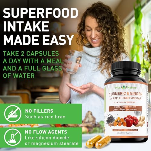 PIUS NATURE Turmeric Curcumin and Ginger with Apple Cider Vinegar, USDA Organic PIUS NATURE Au supplements