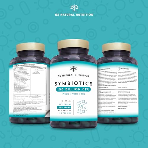 Probiotics 150 Billion CFU - 20 Strains with Prebiotics & Zinc. Highest Concentration N2 Natural Nutrition Au supplements