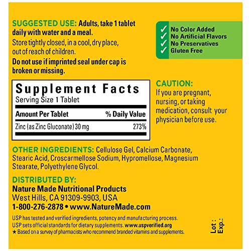 Nature Made Zinc 30 mg, Dietary Supplement for Immune Health and Antioxidant Support Nature Made Au supplements