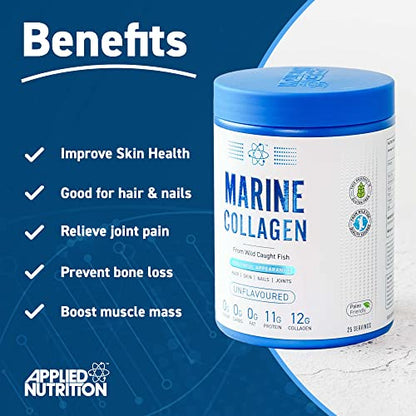 Applied Nutrition Marine Hydrolysed Collagen Powder from Wild Salmon - Protein for Health, Skin, Hair, Nails, Bones, Muscle & Joints Applied NutritionUS supplements
