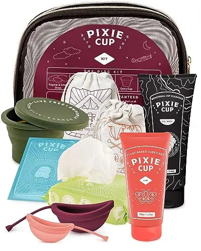 Pixie Menstrual Disc Kit - Best Period Disc Starter Kit - 2 Discs, 20 Wipes, Wash, Lube, Public Restroom Pixie CupAU supplements