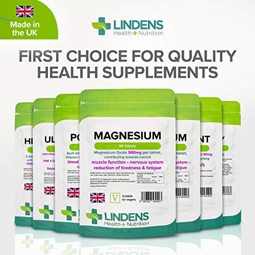 Lindens 500mg Magnesium Tablets | 90s 1-a-Day | Made in The UK | Tiredness, Muscle Lindens Au supplements