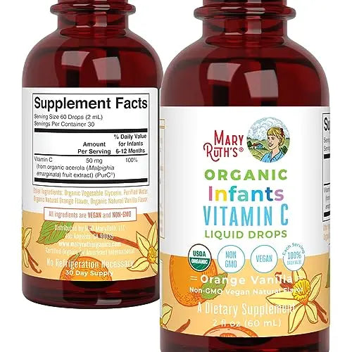 MaryRuth Organics Infant & Baby Vitamin C Supplement | USDA Organic Vitamin C Liquid Drops for Infants | Ages 6-12 Months | Immune Support | Overall Health | Vegan | Non-GMO | Gluten Free | 2 Fl Oz MARYRUTH'S Au supplements