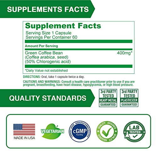 Lovita High-Potency Green Coffee Extract: 1600mg Equivalent, 50% Chlorogenic Acid Lovita Au supplements