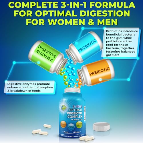 Probiotics with Digestive Enzymes and Prebiotic for Women and Men - 3-In-1 Vegan Probiotic SUPPLEMENTS STUDIO Au supplements