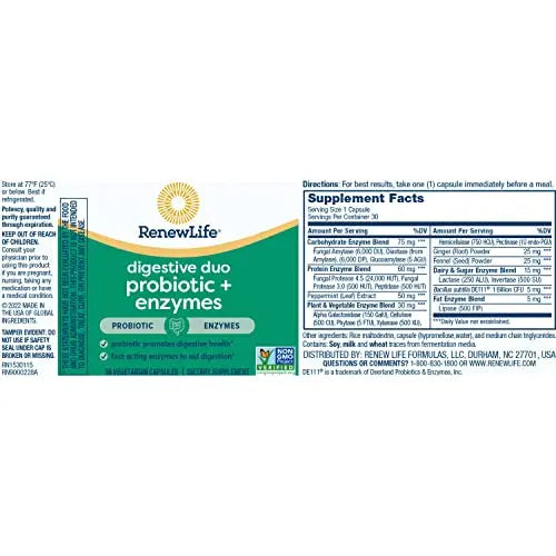 Renew Life Digestive Duo Probiotic + Enzymes; Probiotic Promotes Digestive Health Renew LifeAU supplements