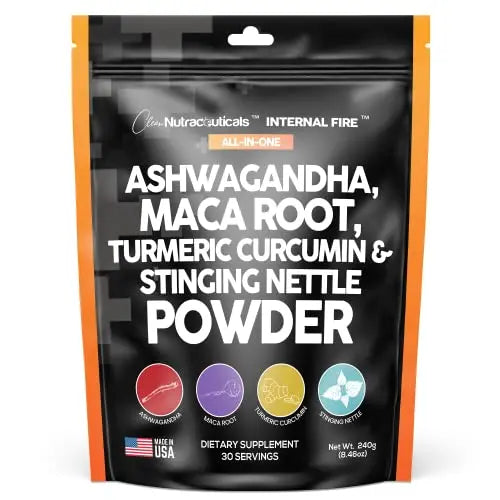 4in1 Ashwagandha Maca Root Powder Supplement with Turmeric Stinging Clean NutraceuticalsAU supplements