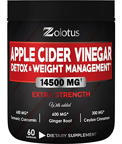 Zolotus 14x Strength Apple Cider Vinegar Capsules, Equivalent to 14500mg, with Turmeric Zolotus Au supplements