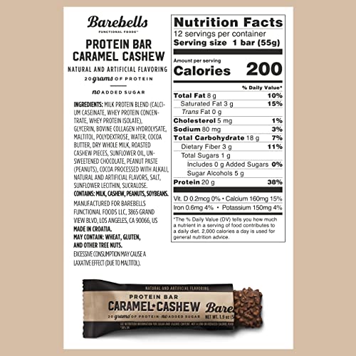 Barebells Protein Bars Caramel Cashew - 12 Count, 1.9oz Bars with 20g of High Protein BAREBELLS Au supplements