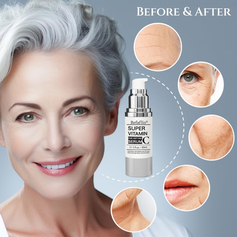 Super Vitamin C Serum for Women over 70, Rapid Anti Aging Cream, Face Lift Cream, Hydrates, Softens, Lifts and Firms, Fights Wrinkles, Advanced Super Serum C 3PCS. (90ml) Refaflio Au supplements