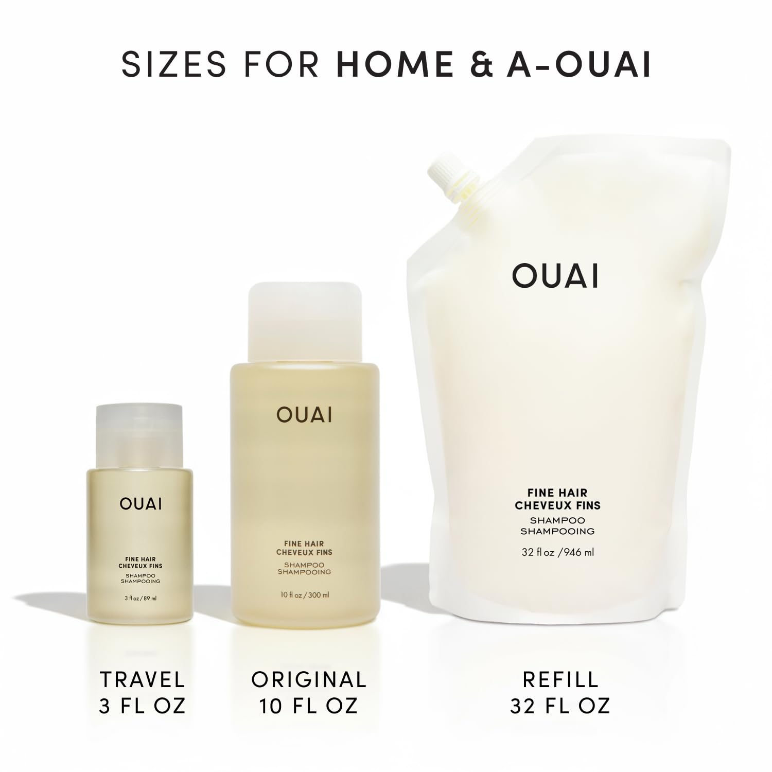 OUAI Fine Hair Shampoo Refill - Volumizing Shampoo for Fine Strands - Made with Biotin, Keratin & Chia Seed Oil - Strengthens, Nourishes & Thickens - Color-Safe & Sulfate Free Hair Care (32 Fl oz) OUAI Au supplements