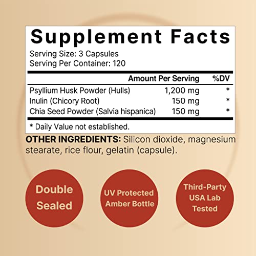 NatureBell Psyllium Husk Capsules 1500mg Per Serving, 360 Count, with Inulin NatureBell Au supplements