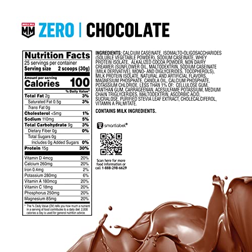 Muscle Milk ZERO, 100 Calorie Protein Powder, Chocolate, 15g Protein, 1.65 Pound Muscle Milk Au supplements