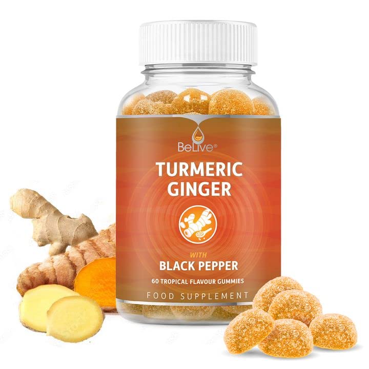 BeLive Turmeric Curcumin with Black Pepper & Ginger - 60 Gummies I Turmeric and Ginger BeLive Au supplements